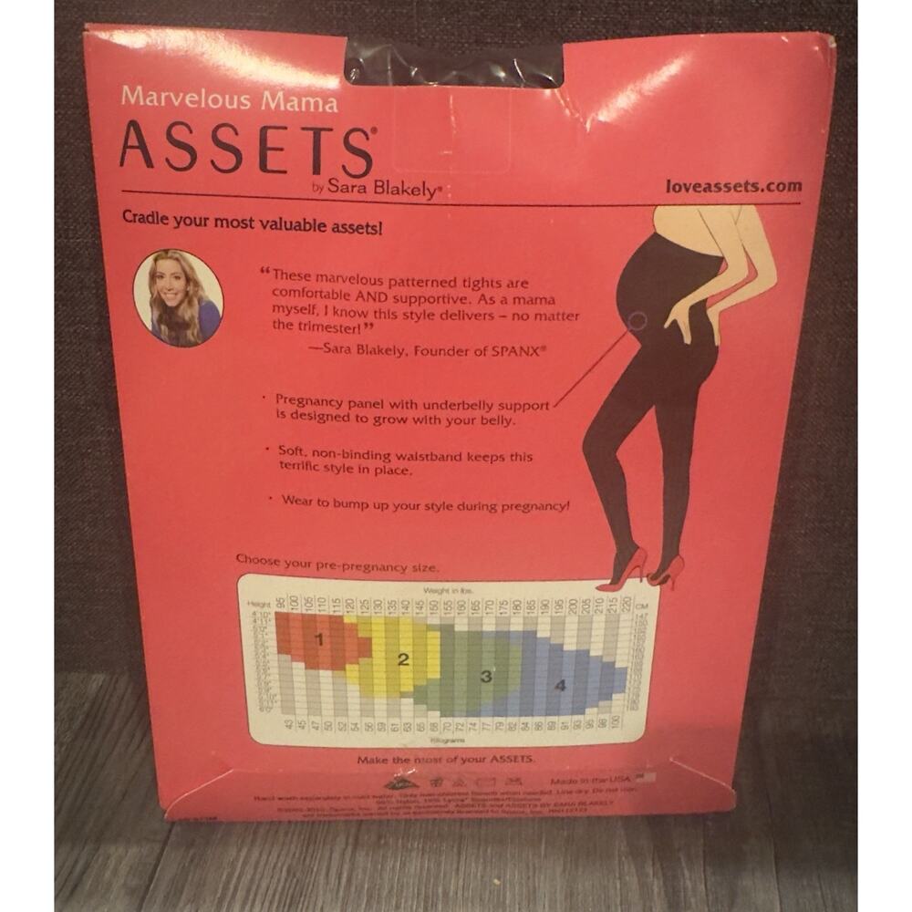 Assets Sara Blakely Maternity Tights Size 3 Black Opaque Stripe New - Picture 2 of 2